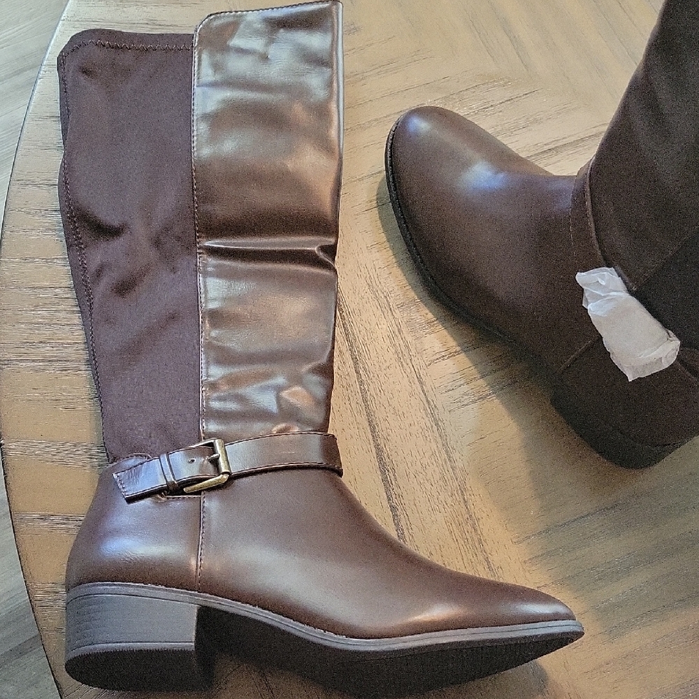 Brown Leather Knee-High Boots